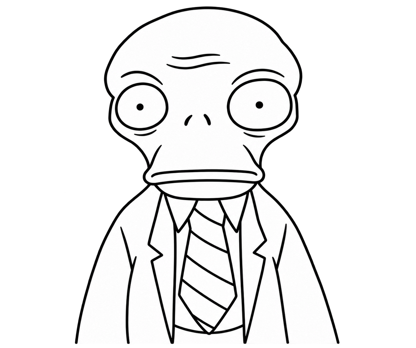Hand-drawn Zombe alien in a suit and tie